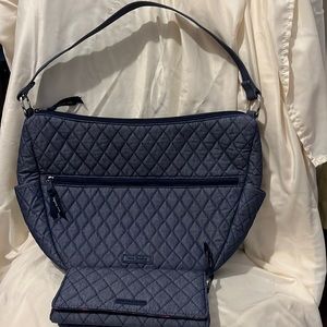 Vera Bradley blue shoulder bag purse wallet set